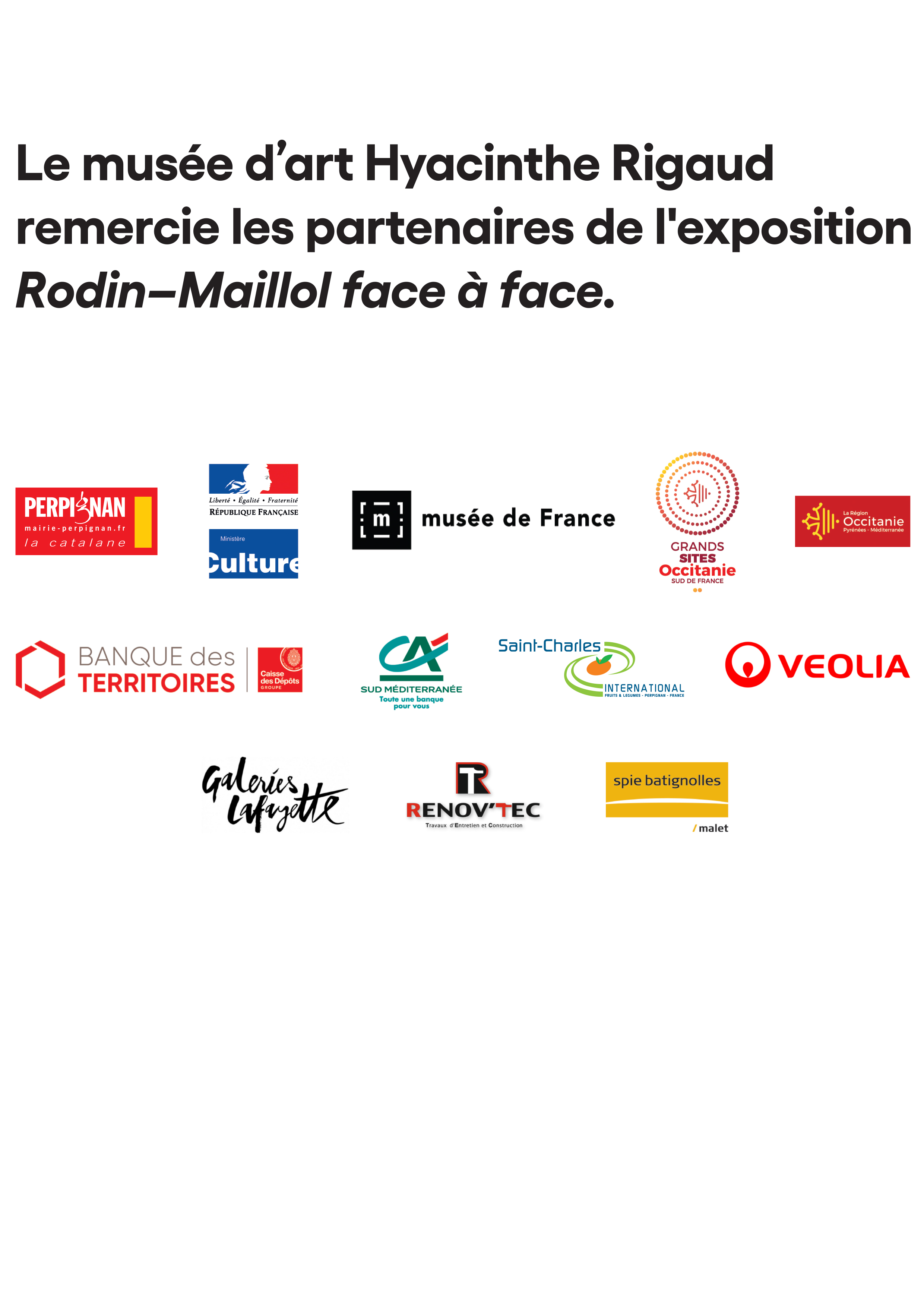 Remerciements aux mécènes de l'exposition Rodin-Maillol