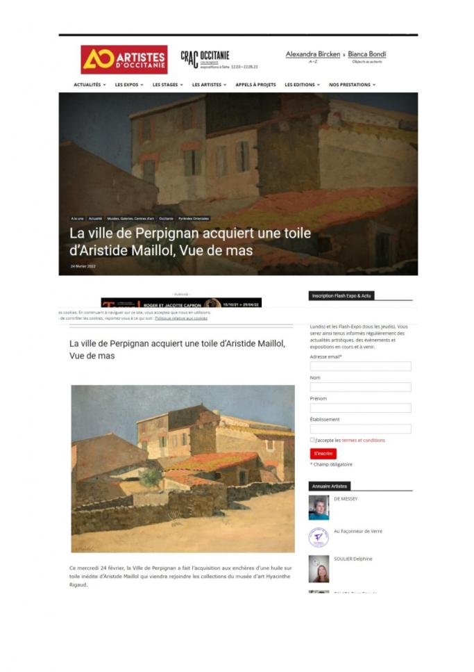 La ville de Perpignan acquiert une toile d’Aristide Maillol, Vue de mas