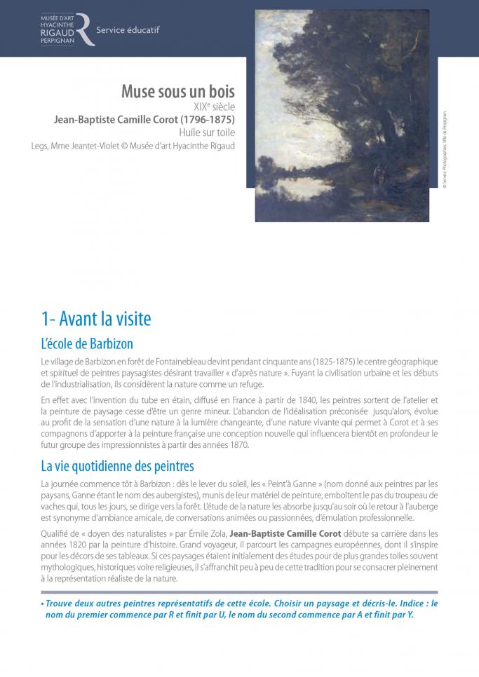 Fiche d'oeuvre - Muse sous un bois, Jean-Baptiste Corot