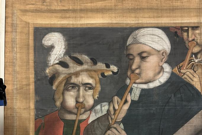 Perpignan, cathédrale Saint Jean-Baptiste. Les musiciens. Détrempe sur toile, h. 299 cm ; la. 254 cm Photo : Musée d’art Hyacinthe Rigaud