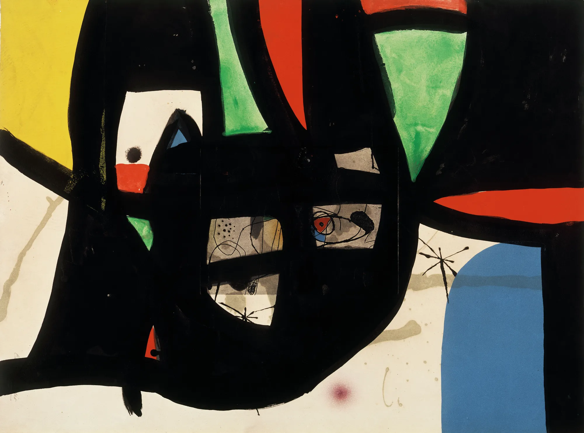 Joan Miró. Bon à tirer pour Fundació Palma I, 1978, encre de chine, gouache, pastel, eau-forte et aquatinte sur papier, 71x53 cm. Majorque, Fondation Pilar et Joan Miró © Successió Miró, 2026/Fundació Pilar i Joan Miró a Mallorca/Adagp, Paris 2026